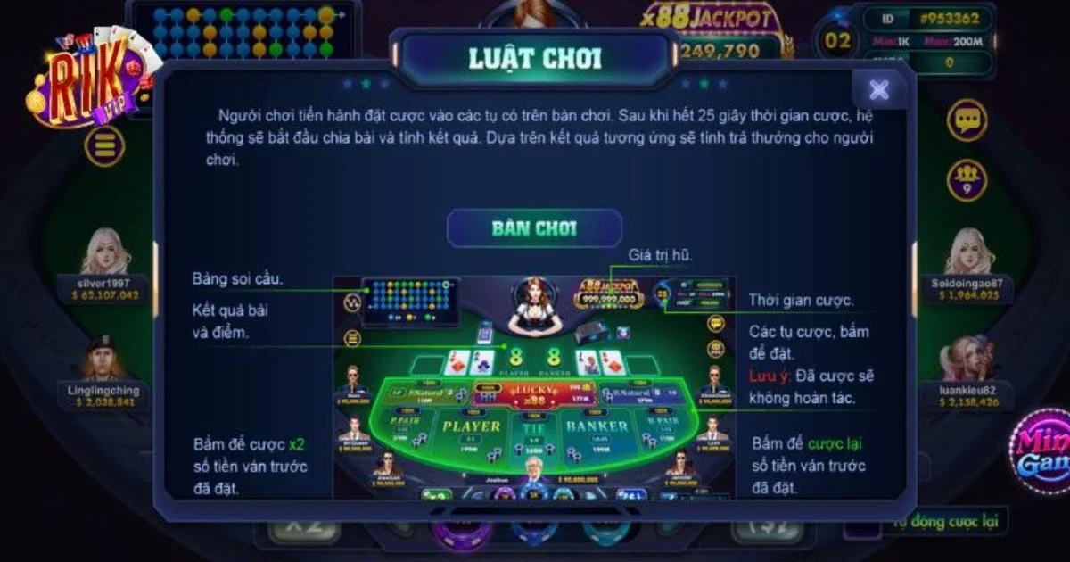 Quy tắc chơi bài Baccarat RIKVIP cơ bản nhất