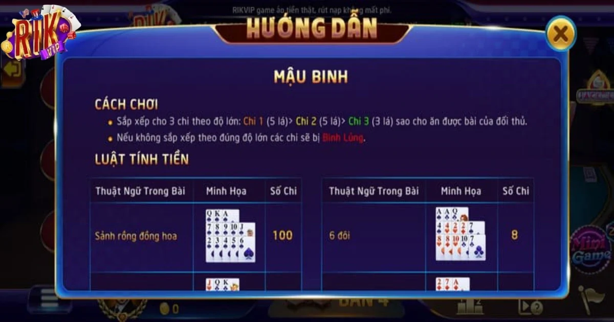 Khám phá sảnh game bài bài Mậu Binh RIKVIP